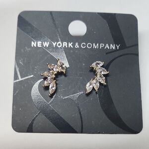 New York & Company Gold Tone Leaf Shape Stud Earrings